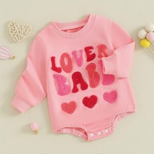 12-18m Lover Babe Sweatshirt Romper Pink